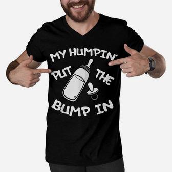 Mens My Humpin' Put The Bump In Promoted To Dad Father's Day Gift Men V-Neck Tshirt | Crazezy CA