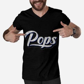 Mens New Grandpa Gift For Dad Called Pops Men V-Neck Tshirt | Crazezy