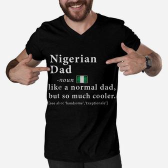 Mens Nigerian Dad Definition Shirt Fathers Day Gift Roots Men V-Neck Tshirt | Crazezy