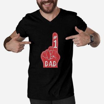 Men's Number 1 Dad Hand Men V-Neck Tshirt - Thegiftio UK
