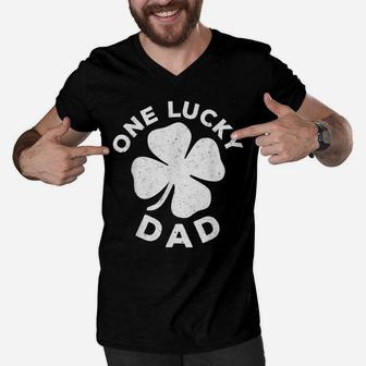 Mens One Lucky Dad Vintage St Patrick Day Gift Men V-Neck Tshirt | Crazezy