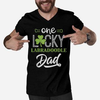 Mens One Lucky Labradoodle Dog Dad Shirt St Patricks Day Men V-Neck Tshirt | Crazezy AU