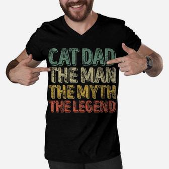 Mens Perfect Xmas Gift Papa Cat Dad The Man The Myth The Legend Men V-Neck Tshirt | Crazezy