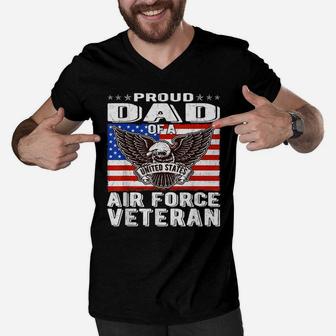 Mens Proud Dad Of Us Air Force Veteran Patriotic Military Father Men V-Neck Tshirt | Crazezy AU