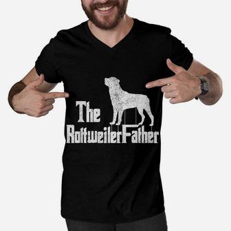 Mens Rottweiler Dad Dog Fathers Day Funny Rottie Doggie Puppy Men V-Neck Tshirt | Crazezy CA