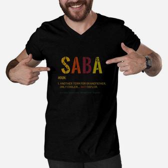 Mens Saba Grandpa Definition Distressed Retro Men V-Neck Tshirt - Thegiftio UK