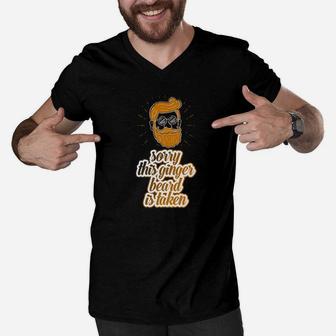 Mens Sorry This Ginger Beard Is Taken Valentines Day Men V-Neck Tshirt - Seseable