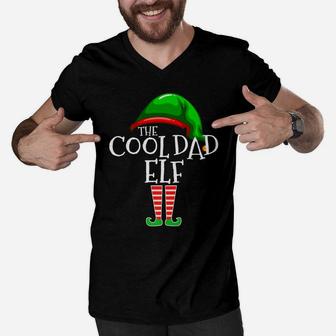 Mens The Cool Dad Elf Family Matching Group Christmas Gift Daddy Men V-Neck Tshirt | Crazezy CA