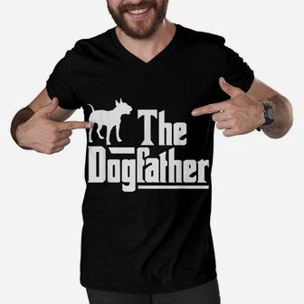 Mens The Dog Father - Bull Terrier Dog Dad - Best Dog Daddy Ever Men V-Neck Tshirt | Crazezy AU