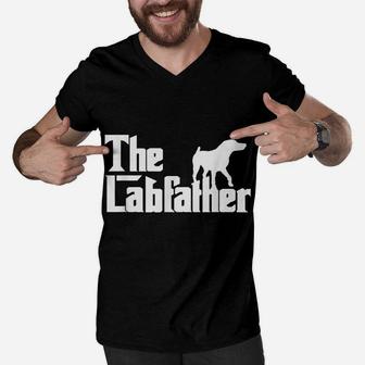 Mens The Labfather Funny Lab Labrador Dog Owner Dad Daddy Father Men V-Neck Tshirt | Crazezy