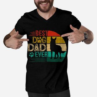 Mens Vintage Best German Shepherd Ever Shirt Father's Day For Dad Men V-Neck Tshirt | Crazezy DE