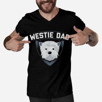 Mens Westie Dad Dog Owner West Highland White Terrier Men V-Neck Tshirt | Crazezy UK