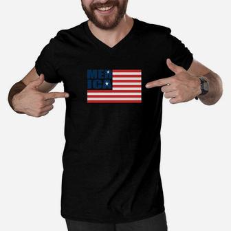 Merica USA American Flag Patriotic 4th Of July Flag Day Men V-Neck Tshirt - Seseable