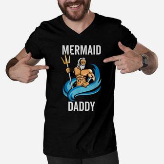 Mermaid Daddy Funny Father Daughter Gift Men V-Neck Tshirt | Crazezy AU