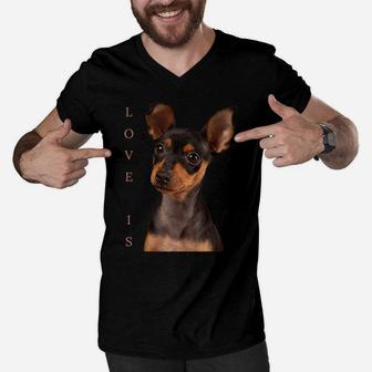 Miniature Pinscher Shirt Dog Mom Dad Tshirt Love Puppy Pet Men V-Neck Tshirt | Crazezy DE