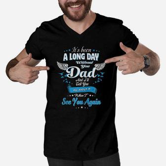 My Dad Is My Guardian Daddy Girl Daughter Men V-Neck Tshirt | Crazezy
