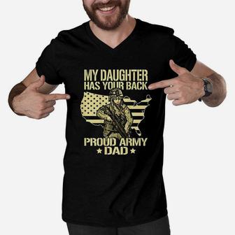 My Daughter Has Your Back Proud Army Dad Men V-Neck Tshirt | Crazezy AU