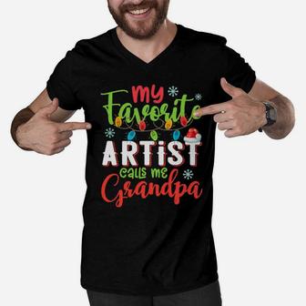 My Favorite Artist Calls Me Grandpa Sweater Xmas Light Men V-Neck Tshirt - Monsterry