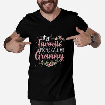 My Favorite People Call Me Granny Gift For Grandma Men V-Neck Tshirt - Seseable