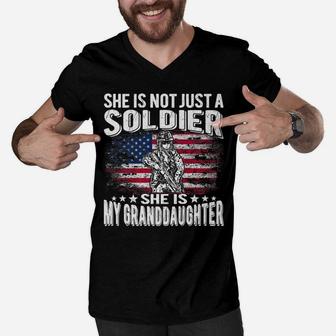My Granddaughter Is A Soldier Hero - Proud Army Grandparent Men V-Neck Tshirt | Crazezy AU