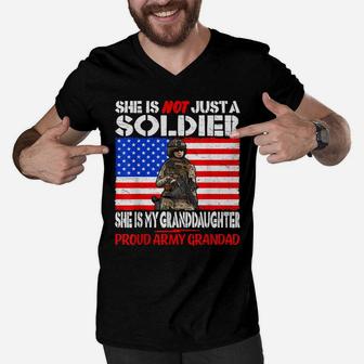 My Granddaughter Is A Soldier Proud Army Grandad Shirt Gifts Men V-Neck Tshirt | Crazezy CA