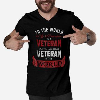 My Grandpa Is A Veteran Shirt For Boys & Girls Veteran Kids Men V-Neck Tshirt | Crazezy AU