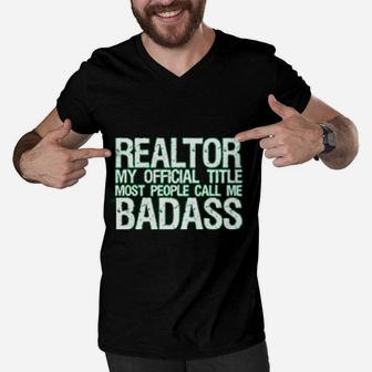My Official Title Real Estate Agent Gifts Realtor Job Men V-Neck Tshirt - Seseable
