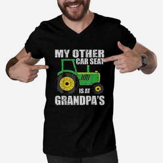 My Other Car Seat Is At Grandpa Men V-Neck Tshirt | Crazezy
