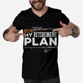 My Retirement Plan Hunting Fishing Hunter Grandad Grandpa Men V-Neck Tshirt | Crazezy AU