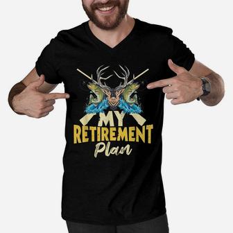 My Retirement Plan Hunting Retired Grandpa Fishing Hunter Men V-Neck Tshirt | Crazezy DE