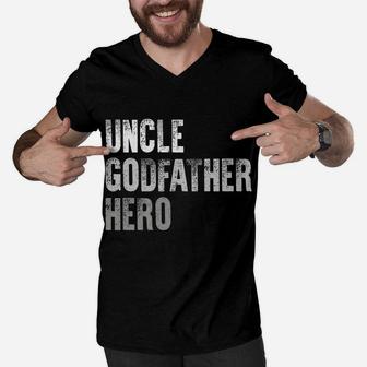 New Uncle Godfather Hero Christmas Birthday Gift Brother Men Men V-Neck Tshirt | Crazezy