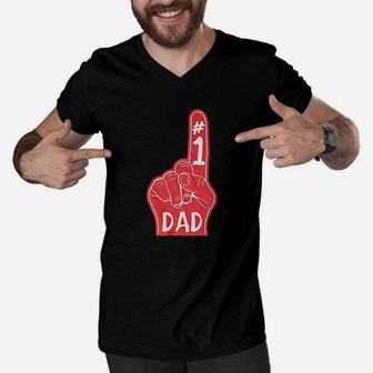Number 1 Dad Hand Men V-Neck Tshirt - Thegiftio UK