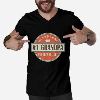 Number 1 Grandpa Men V-Neck Tshirt - Thegiftio UK