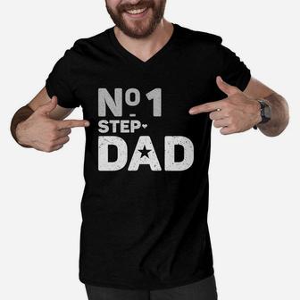 Number One Step Dad Shirt Best Step Dad Gift Men V-Neck Tshirt - Thegiftio UK