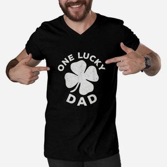 One Lucky Dad Men V-Neck Tshirt | Crazezy AU