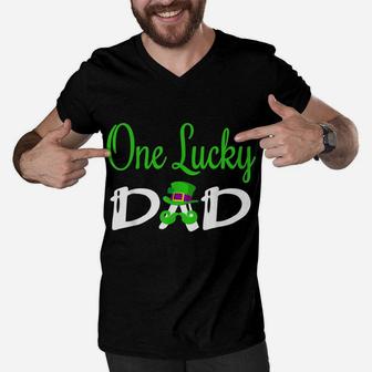 One Lucky Dad St Patrick`S Day Men V-Neck Tshirt | Crazezy