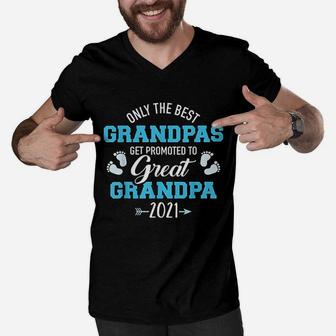 Only The Best Grandpas Get Promoted To Great Grandpa 2021 Men V-Neck Tshirt - Thegiftio UK
