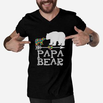 Papa Bear Men Father Daddy Awareness Men V-Neck Tshirt | Crazezy
