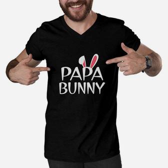 Papa Bunny Family Rabbit Matching Couple Daddy Easter Men V-Neck Tshirt | Crazezy CA