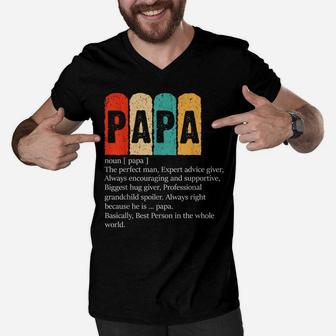 Papa Noun Funny Family Matching Dad Definition Father's Day Men V-Neck Tshirt | Crazezy UK