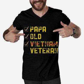 Papa Old Vietnam Veteran S Gifts For Father's Day Men V-Neck Tshirt | Crazezy UK