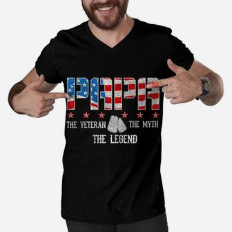 Papa Veteran T Shirt Grandpa Veteran Shirt Veterans Grandpa Men V-Neck Tshirt | Crazezy