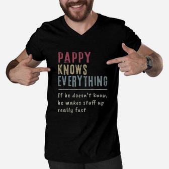Pappy Know Everything - Grandpa Gift Men V-Neck Tshirt - Thegiftio UK