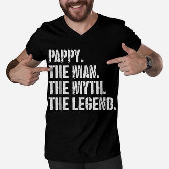 Pappy The Man The Myth The Legend Daddy Grandpa Men V-Neck Tshirt | Crazezy UK