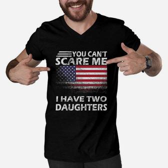 Patriotic Two Daughters Gifts Funny Mom And Dad 2 Daughter Men V-Neck Tshirt | Crazezy DE