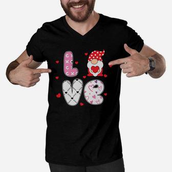 Pink Love Heart Gnomes For Valentines Day Happy Valentines Day Men V-Neck Tshirt - Seseable