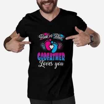 Pink Or Blue Godfather Loves You Men V-Neck Tshirt | Crazezy