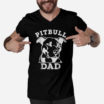 Pit Bull Dad Men V-Neck Tshirt - Thegiftio UK