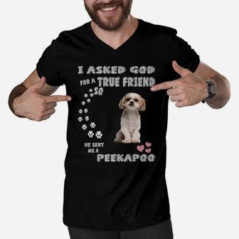 Poodle Pekingese Dog Quote Mom Dad Costume, Cute Peekapoo Men V-Neck Tshirt | Crazezy UK
