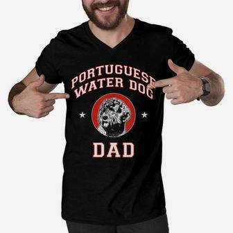 Portuguese Water Dog Dad Men V-Neck Tshirt | Crazezy AU